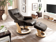 Relaxsessel >Montreal< mit Hocker Leder, TV Sessel Belastbarkeit bis 130 Kg, Braun