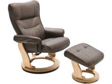 Relaxsessel >Montreal< mit Hocker Leder, TV Sessel Belastbarkeit bis 130 Kg, Braun