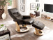 Relaxsessel >Montreal< mit Hocker Leder, TV Sessel Belastbarkeit bis 130 Kg, Braun