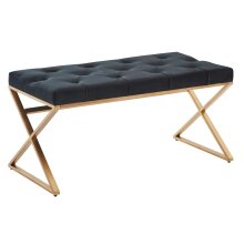 Sitzbank Schwarz Polsterbank 90 cm Bettbank Chesterfield...