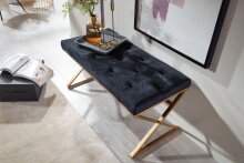 Sitzbank Schwarz Polsterbank 90 cm Bettbank Chesterfield Flurbank Samt
