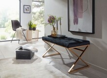 Sitzbank Schwarz Polsterbank 90 cm Bettbank Chesterfield Flurbank Samt