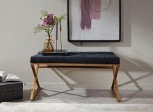 Sitzbank Schwarz Polsterbank 90 cm Bettbank Chesterfield Flurbank Samt