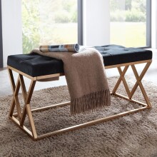 Sitzbank Schwarz Polsterbank 90 cm Bettbank Chesterfield Flurbank Samt