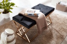 Sitzbank Schwarz Polsterbank 90 cm Bettbank Chesterfield Flurbank Samt