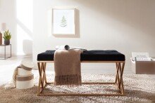 Sitzbank Schwarz Polsterbank 90 cm Bettbank Chesterfield Flurbank Samt