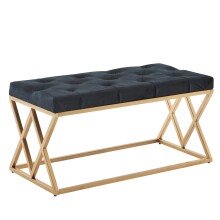 Sitzbank Schwarz Polsterbank 90 cm Bettbank Chesterfield Flurbank Samt