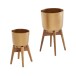 Blumentopf 2er Set Metall Holz Pflanzenkübel Gold Rund Pflanzgefäß