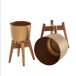 Blumentopf 2er Set Metall Holz Pflanzenkübel Gold Rund Pflanzgefäß
