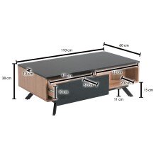 Couchtisch 110x60x38 cm MDF Eiche Wohnzimmertisch Sofatisch Rechteckig