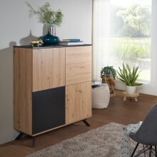 Highboard 110x125x40 cm MDF Sideboard Eiche Dekor Kommode...