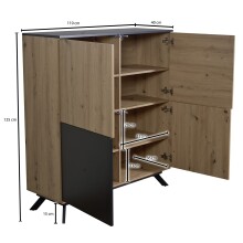 Highboard 110x125x40 cm MDF Sideboard Eiche Dekor Kommode Anrichte