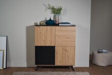 Highboard 110x125x40 cm MDF Sideboard Eiche Dekor Kommode Anrichte