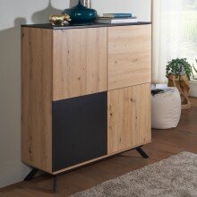 Highboard 110x125x40 cm MDF Sideboard Eiche Dekor Kommode Anrichte