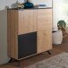 Highboard 110x125x40 cm MDF Sideboard Eiche Dekor Kommode Anrichte