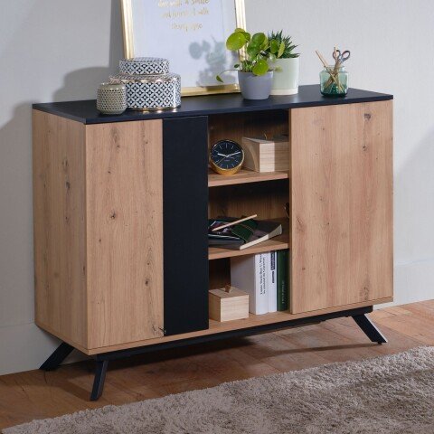 Sideboard 110x87x40 cm MDF Eiche Dekor Kommode Anrichte Standschrank