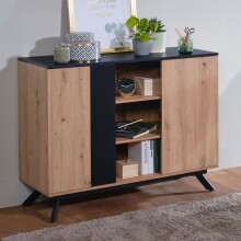 Sideboard 110x87x40 cm MDF Eiche Dekor Kommode Anrichte...