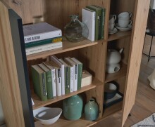 Highboard 110x125x40 cm MDF Sideboard Eiche Dekor Kommode Anrichte