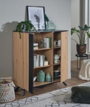 Highboard 110x125x40 cm MDF Sideboard Eiche Dekor Kommode Anrichte