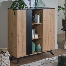 Highboard 110x125x40 cm MDF Sideboard Eiche Dekor Kommode Anrichte