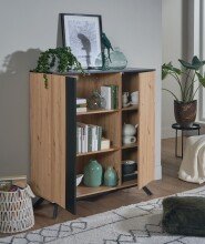 Highboard 110x125x40 cm MDF Sideboard Eiche Dekor Kommode Anrichte