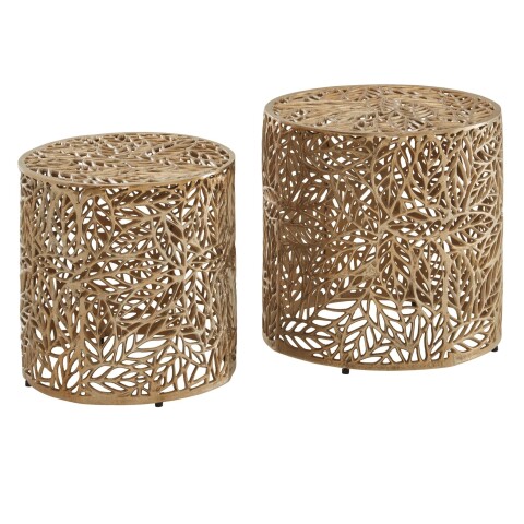 Beistelltisch Wohnzimmertisch 2er Set Metall Satztisch Tisch Rund Gold