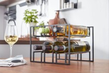 Weinflaschenhalter 29x21x25cm Metall Schwarz Weinregal Tisch Weinhalter