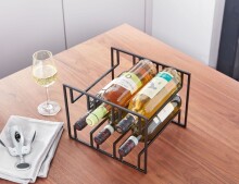 Weinflaschenhalter 29x21x25cm Metall Schwarz Weinregal Tisch Weinhalter