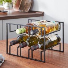 Weinflaschenhalter 29x21x25cm Metall Schwarz Weinregal Tisch Weinhalter