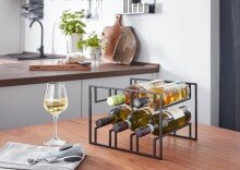 Weinflaschenhalter 29x21x25cm Metall Schwarz Weinregal Tisch Weinhalter