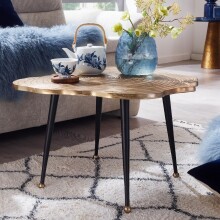 Couchtisch Baumscheibe Metall Sofatisch 64x64x37 Tisch Wohnzimmertisch