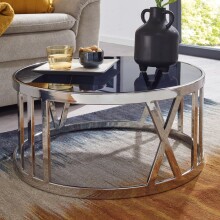 Couchtisch Glas Sofatisch Ø 60 cm Tisch Wohnzimmertisch Rund Silber