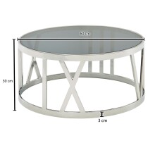 Couchtisch Glas Sofatisch Ø 60 cm Tisch Wohnzimmertisch Rund Silber