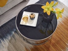 Couchtisch Glas Sofatisch Ø 60 cm Tisch Wohnzimmertisch Rund Silber