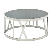 Couchtisch Glas Sofatisch Ø 60 cm Tisch Wohnzimmertisch Rund Silber