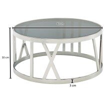 Couchtisch Glas Sofatisch Ø 60 cm Tisch Wohnzimmertisch Rund Silber
