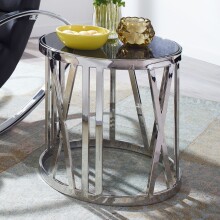 Beistelltisch Glas Metall Sofatisch Ø 45 cm...