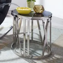 Beistelltisch Glas Metall Sofatisch Ø 45 cm...