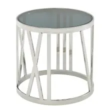 Beistelltisch Glas Metall Sofatisch Ø 45 cm...