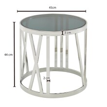 Beistelltisch Glas Metall Sofatisch Ø 45 cm Wohnzimmertisch Rund Silber