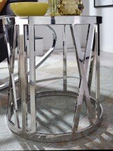 Beistelltisch Glas Metall Sofatisch Ø 45 cm Wohnzimmertisch Rund Silber
