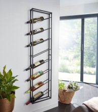 Weinregal Wand Schwarz 36x150x8 cm Flaschenregal Metall Regal Groß