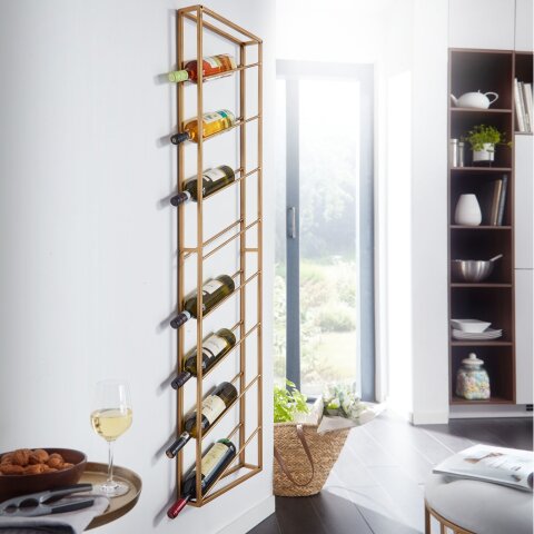 Weinregal Wand Gold 36x150x8 cm Flaschenregal Metall Regal Wein Groß
