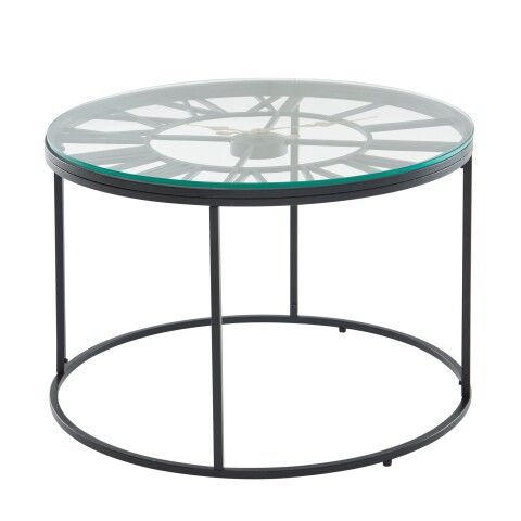 Couchtisch Glas Sofatisch Ø 60 cm Tisch Wohnzimmertisch Rund Schwarz