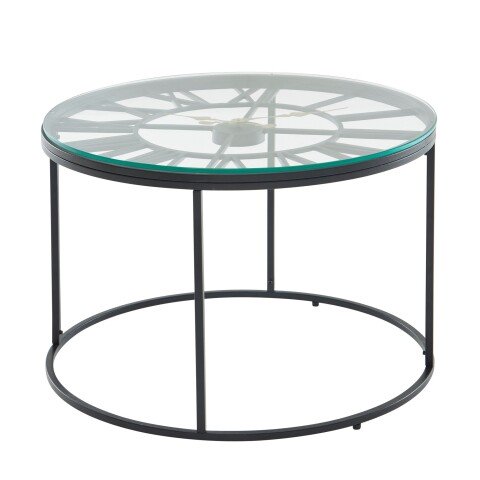 Couchtisch Glas Sofatisch Ø 60 cm Tisch Wohnzimmertisch Rund Schwarz
