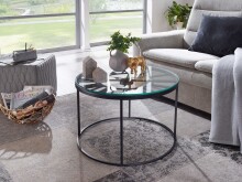 Couchtisch Glas Sofatisch Ø 60 cm Tisch Wohnzimmertisch Rund Schwarz