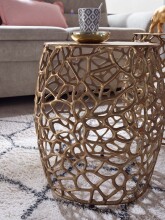 Beistelltisch Wohnzimmertisch 2er Set Metall Satztisch Tisch Rund Gold