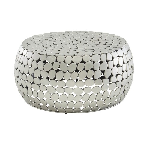 Couchtisch Metall Silber Sofatisch Ø 66 cm Tisch Wohnzimmertisch Rund