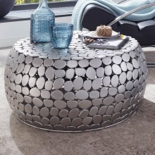 Couchtisch Metall Silber Sofatisch Ø 66 cm Tisch Wohnzimmertisch Rund