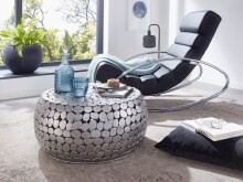 Couchtisch Metall Silber Sofatisch Ø 66 cm Tisch Wohnzimmertisch Rund